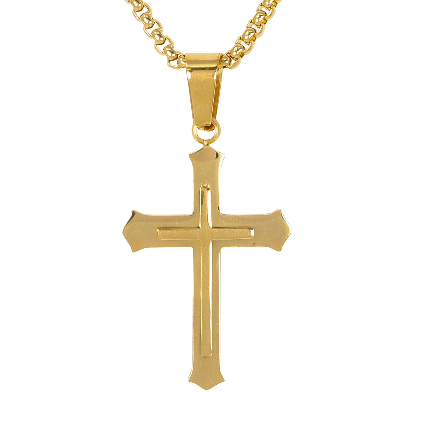 Mini Cross Necklace with 2.5mm Round Box Chain 24" - SCP-058