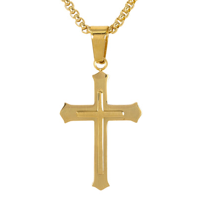 Mini Cross Necklace with 2.5mm Round Box Chain 24" - SCP-058