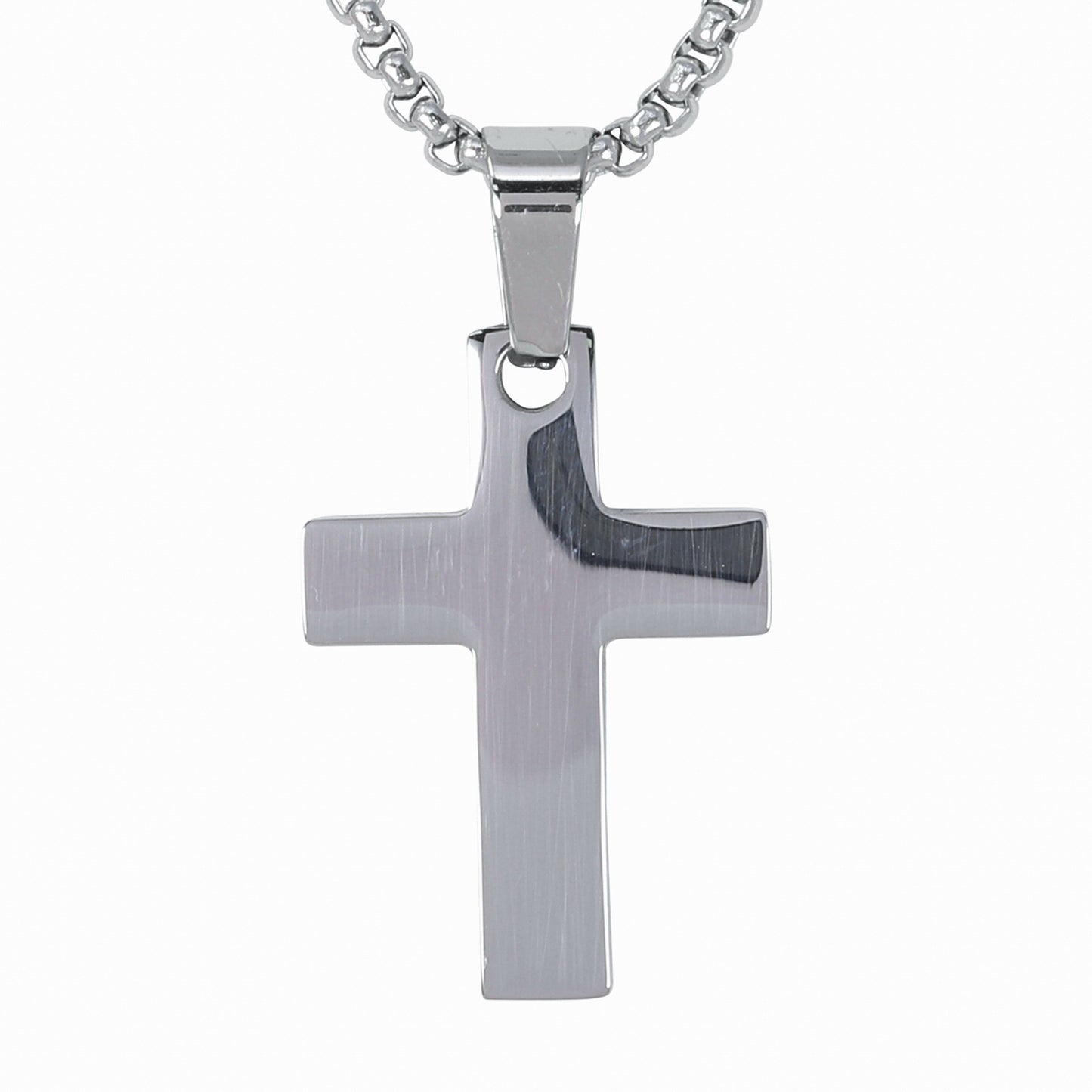 Mini Cross Necklace with 2.5mm Round Box Chain 24" - SCP-059