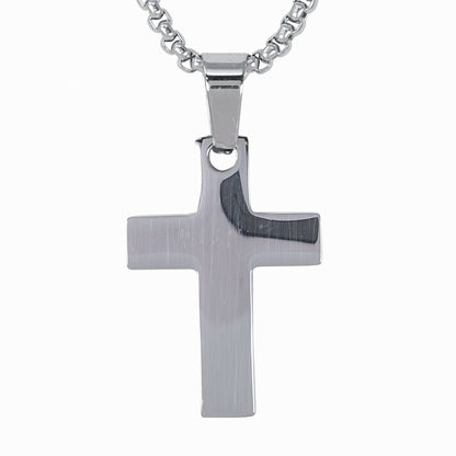 Mini Cross Necklace with 2.5mm Round Box Chain 24" - SCP-059