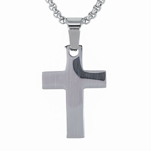 Mini Cross Necklace with 2.5mm Round Box Chain 24" - SCP-059