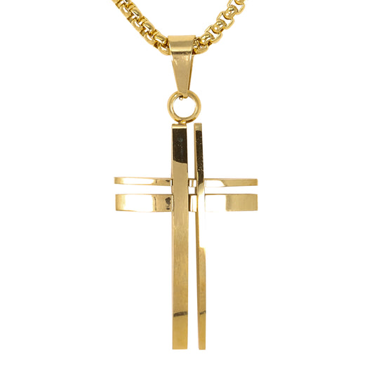 Mini Cross Necklace with 2.5mm Round Box Chain 24" - SCP-061