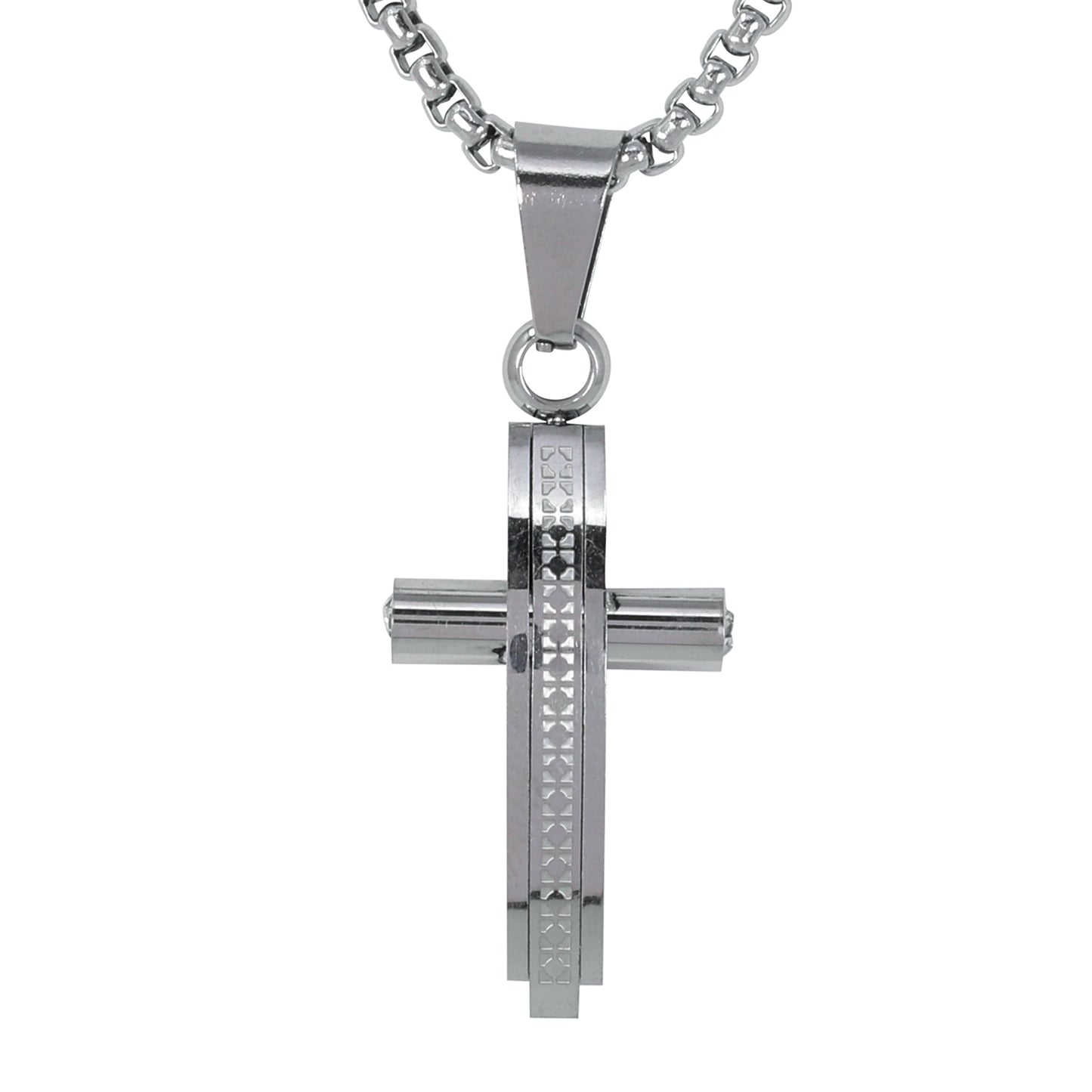 Mini Cross Necklace with 2.5mm Round Box Chain 24" - SCP-066