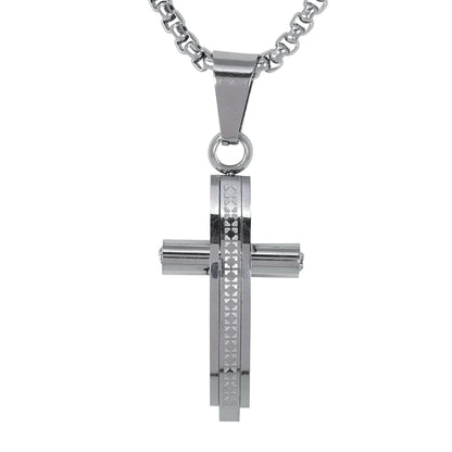 Mini Cross Necklace with 2.5mm Round Box Chain 24" - SCP-066