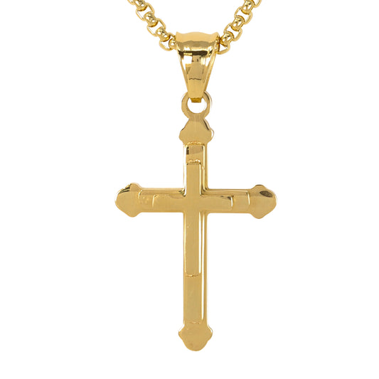 Mini Solid Cross Necklace with 2.5mm Round Box Chain 24" - SCP-067**
