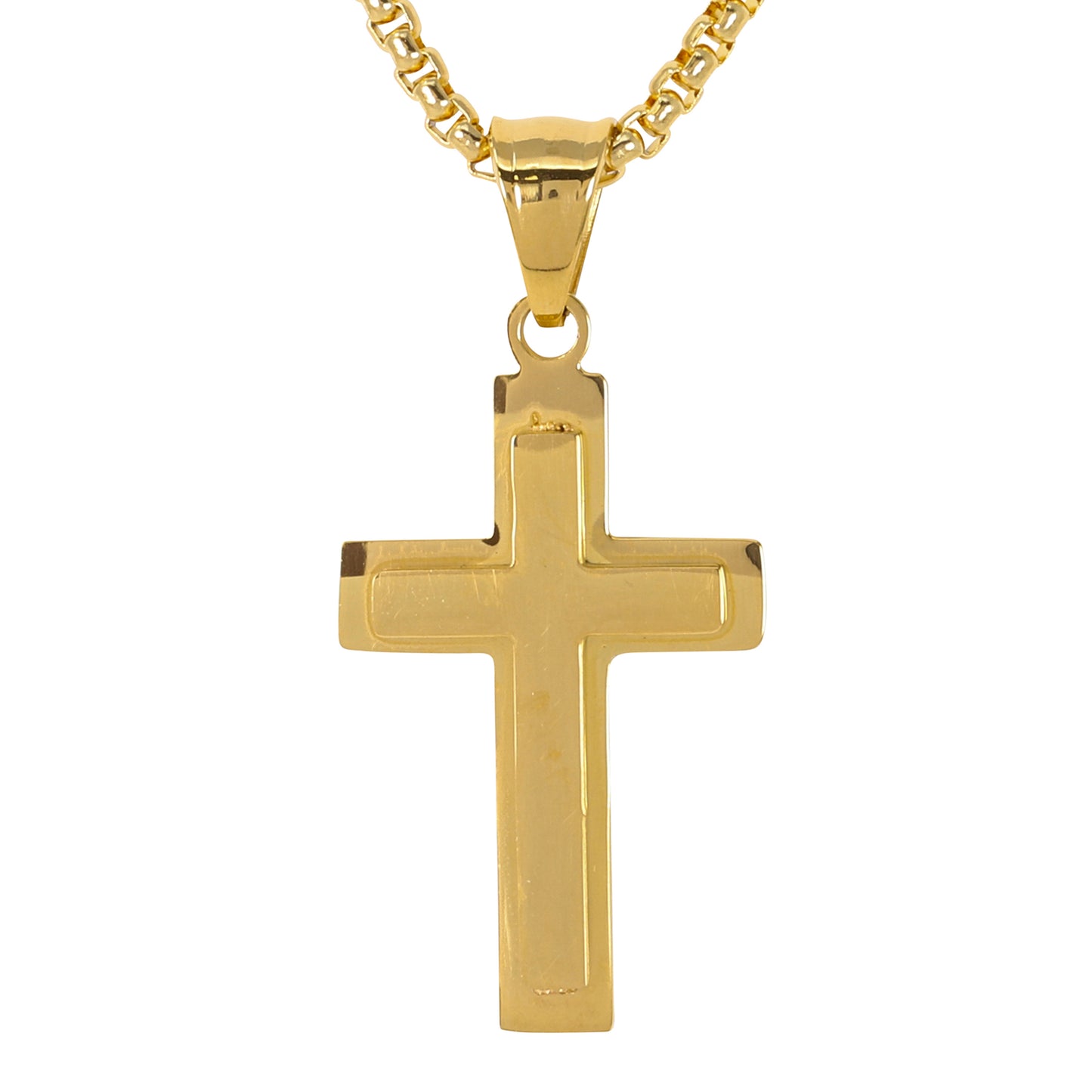 Mini Solid Cross Necklace with 2.5mm Round Box Chain 24" - SCP-068**