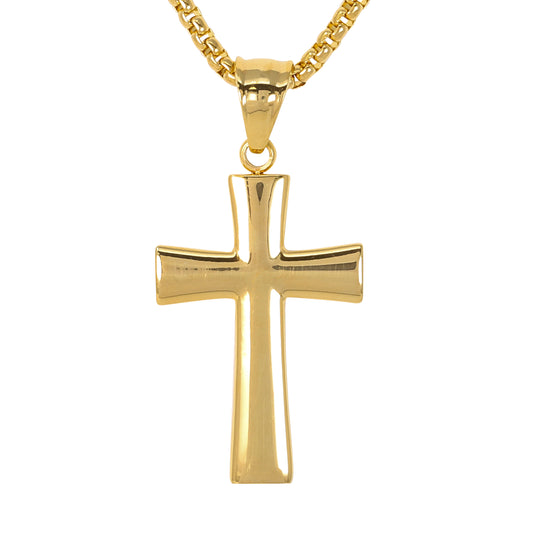 Mini Cross Necklace with 2.5mm Round Box Chain 24" - SCP-069
