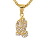 Mini Praying Hand Necklace with 2.5mm Round Box Chain 24" - SCP-070