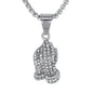 Mini Praying Hand Necklace with 2.5mm Round Box Chain 24" - SCP-070