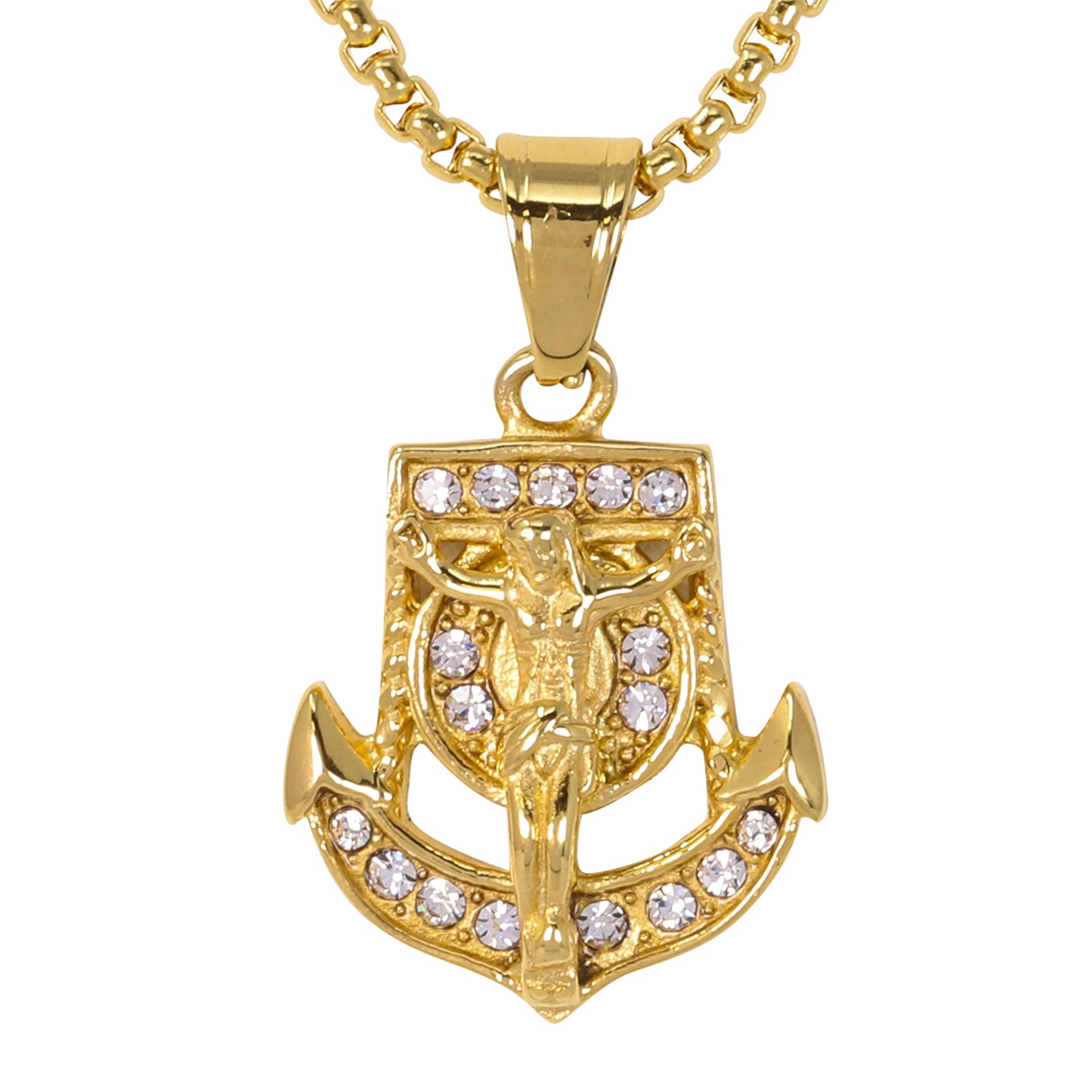 Mini Crucifix Necklace with 2.5mm Round Box Chain 24" - SCP-072**