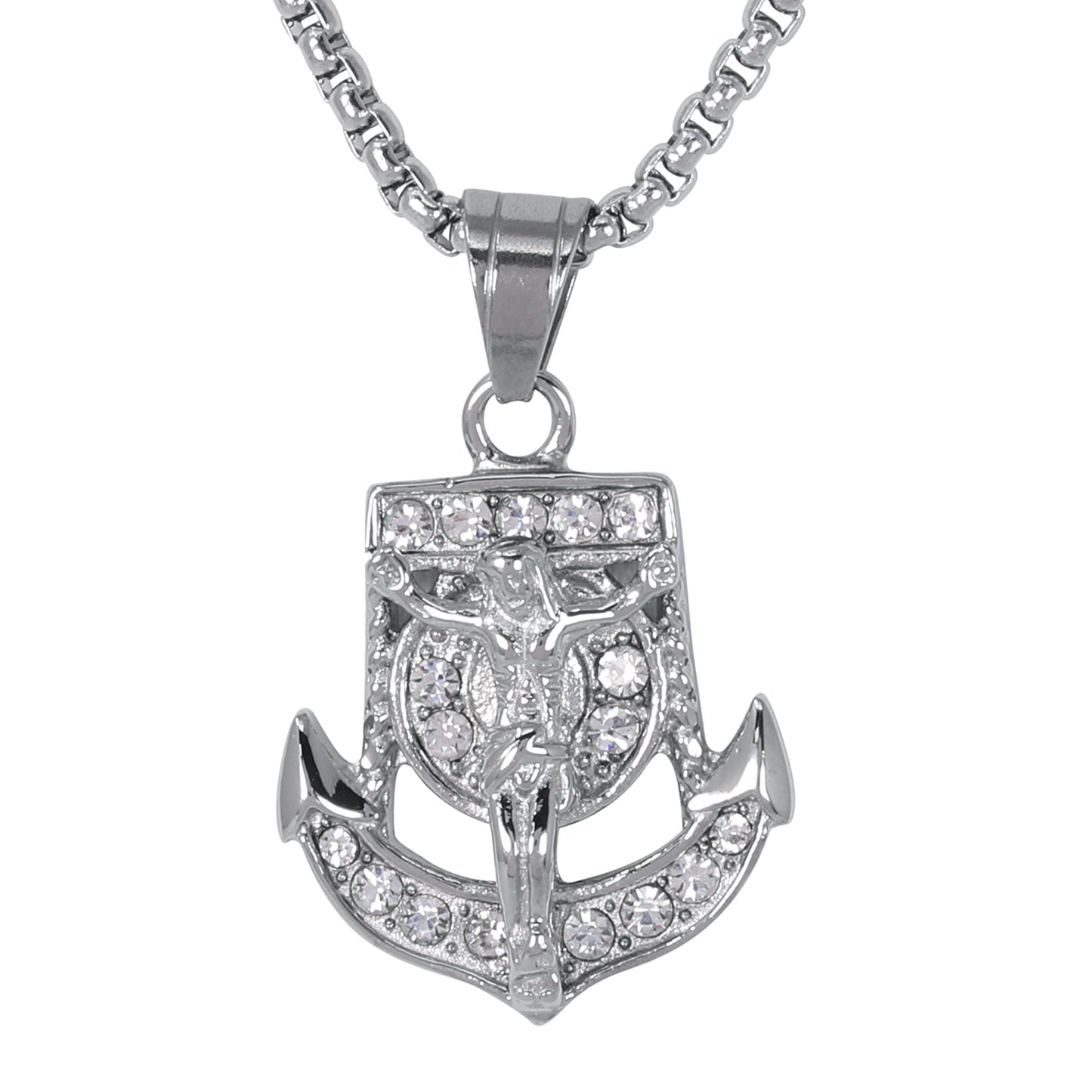 Mini Crucifix Necklace with 2.5mm Round Box Chain 24" - SCP-072**