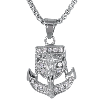 Mini Crucifix Necklace with 2.5mm Round Box Chain 24" - SCP-072**