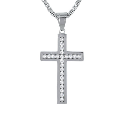 Mini Cross Necklace with 2.5mm Round Box Chain 24" - SCP-075