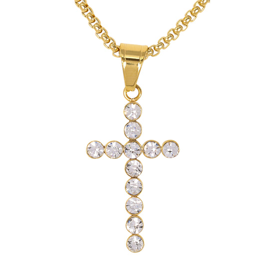 Mini Cross Necklace with 2.5mm Round Box Chain 24" - SCP-077