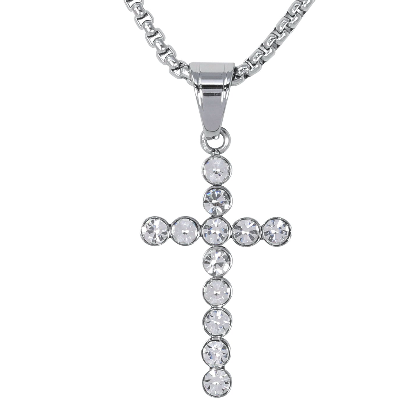 Mini Cross Necklace with 2.5mm Round Box Chain 24" - SCP-077
