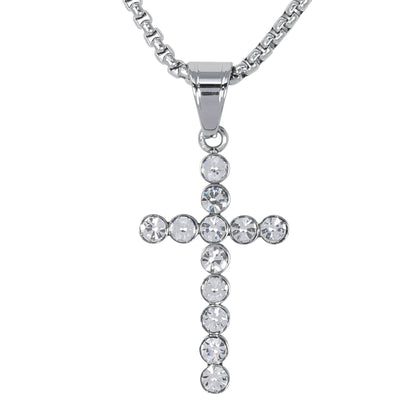 Mini Cross Necklace with 2.5mm Round Box Chain 24" - SCP-077