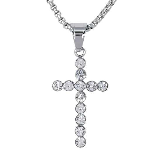 Mini Cross Necklace with 2.5mm Round Box Chain 24" - SCP-077