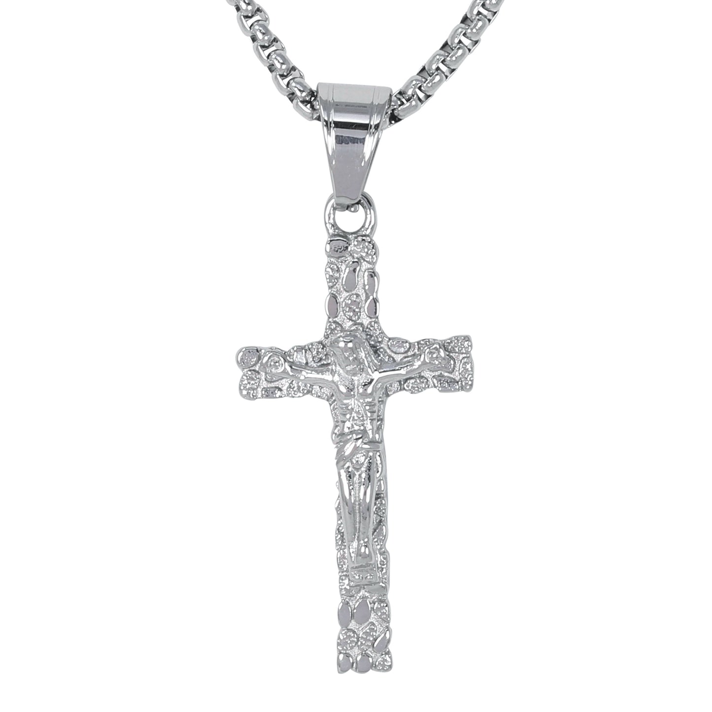 Mini Crucifix Necklace with 2.5mm Round Box Chain 24" - SCP-078**