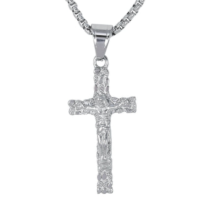 Mini Crucifix Necklace with 2.5mm Round Box Chain 24" - SCP-078**