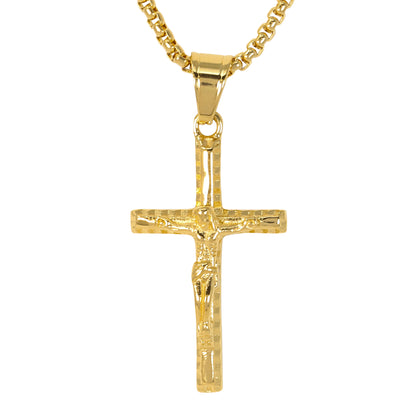 Mini Crucifix Necklace with 2.5mm Round Box Chain 24" - SCP-079**