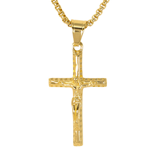 Mini Crucifix Necklace with 2.5mm Round Box Chain 24" - SCP-079**
