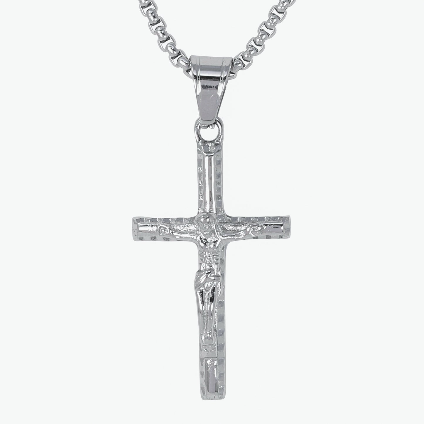 Mini Crucifix Necklace with 2.5mm Round Box Chain 24" - SCP-079**