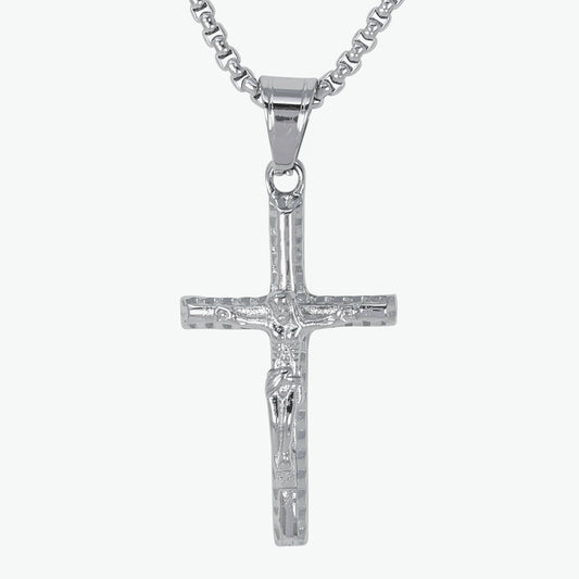 Mini Crucifix Necklace with 2.5mm Round Box Chain 24" - SCP-079**