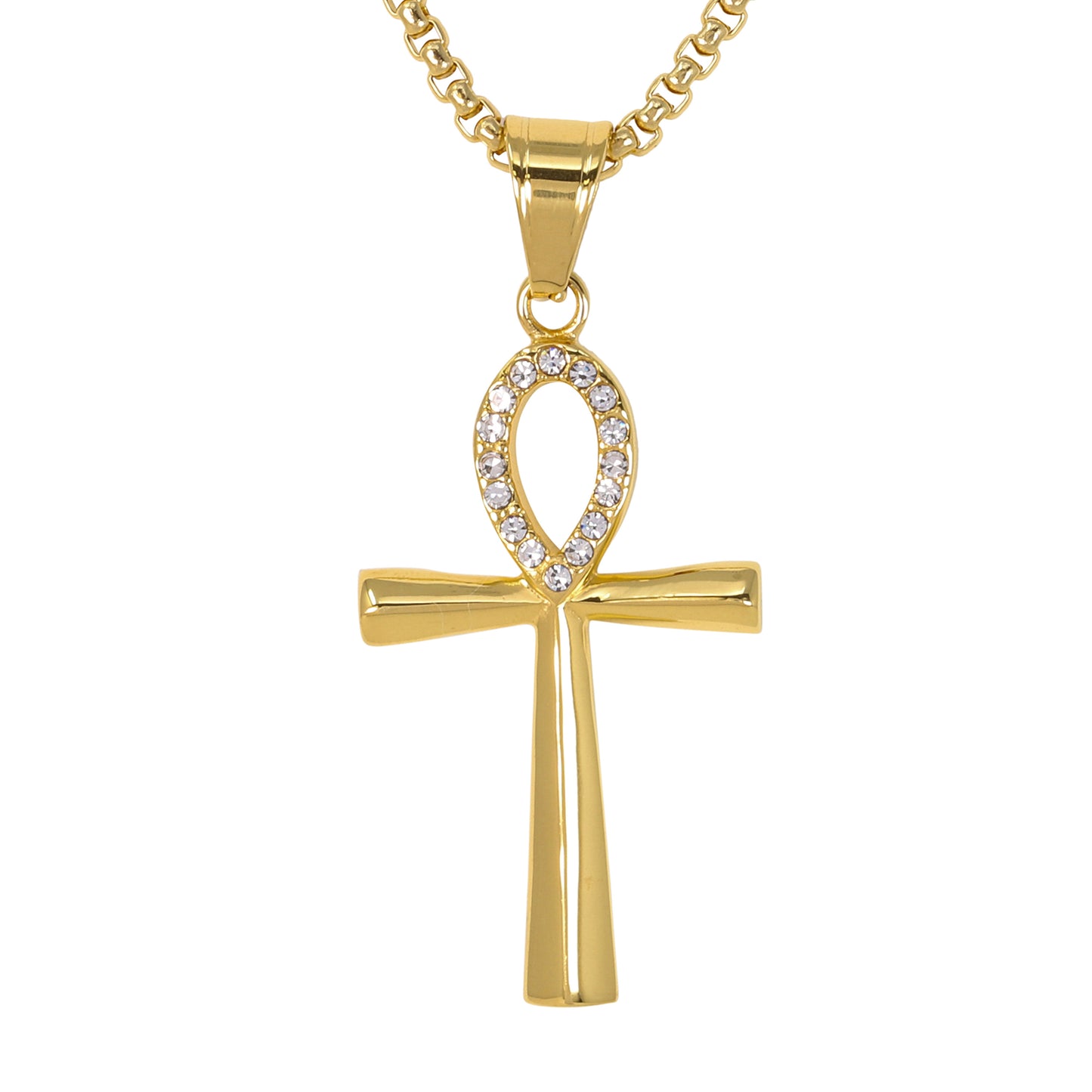 Mini Cross Necklace with 2.5mm Round Box Chain 24" - SCP-080
