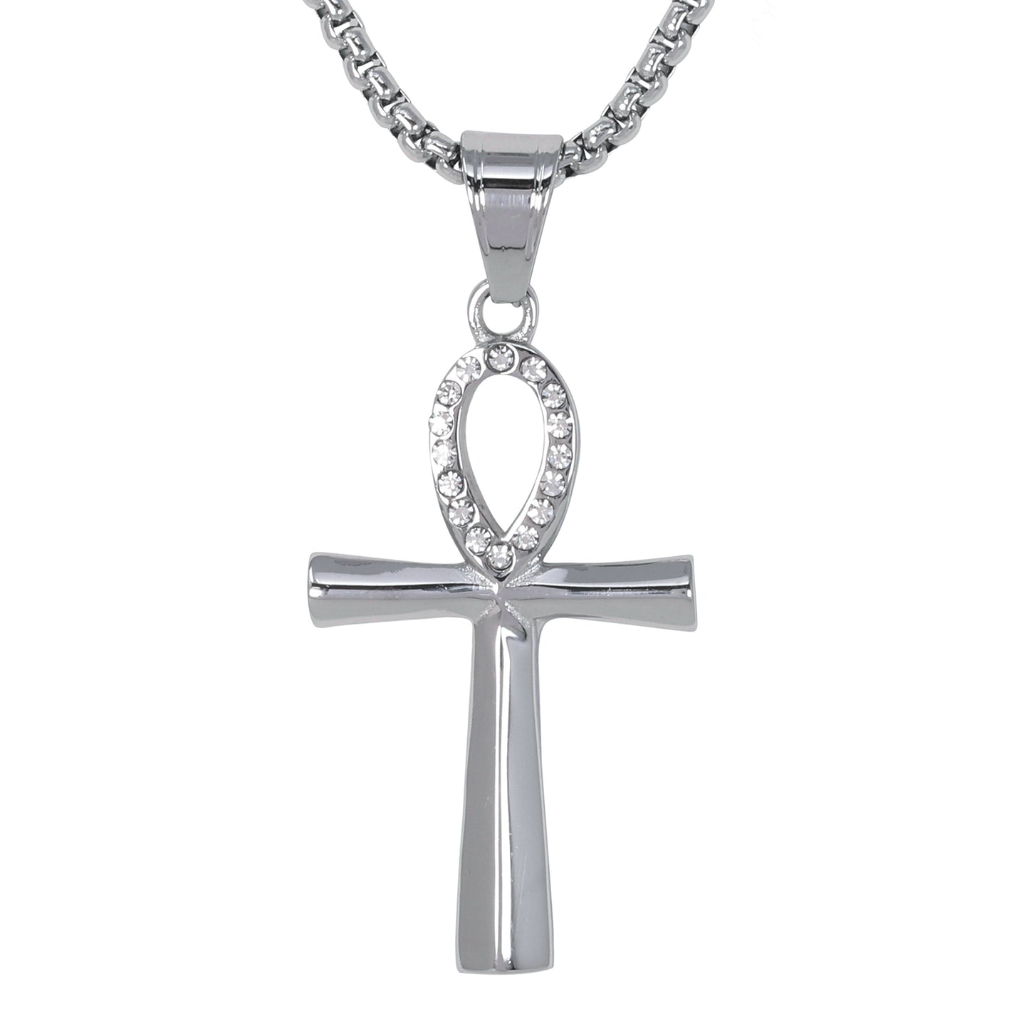 Mini Cross Necklace with 2.5mm Round Box Chain 24" - SCP-080