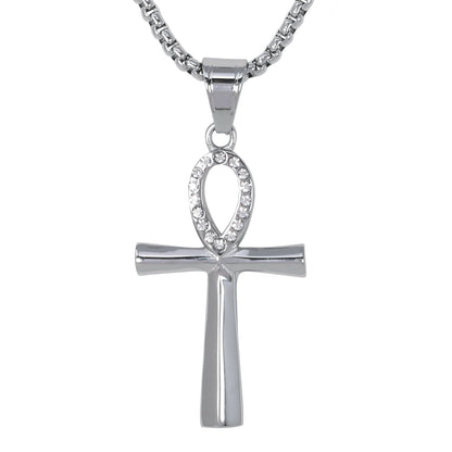 Mini Cross Necklace with 2.5mm Round Box Chain 24" - SCP-080