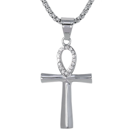 Mini Cross Necklace with 2.5mm Round Box Chain 24" - SCP-080