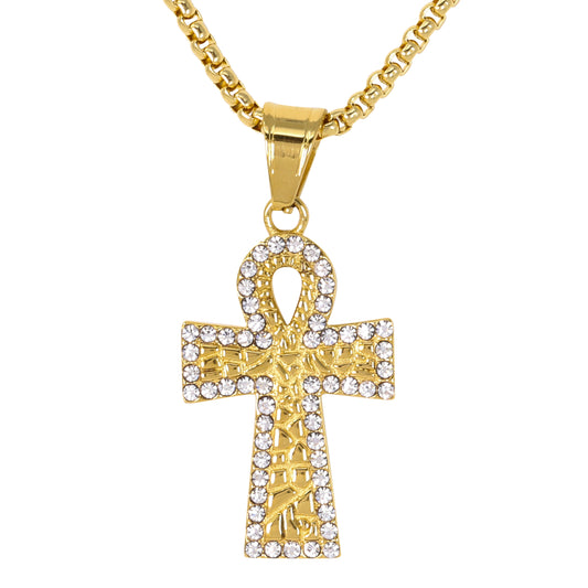 Mini Solid Cross Necklace with 2.5mm Round Box Chain 24" - SCP-081**