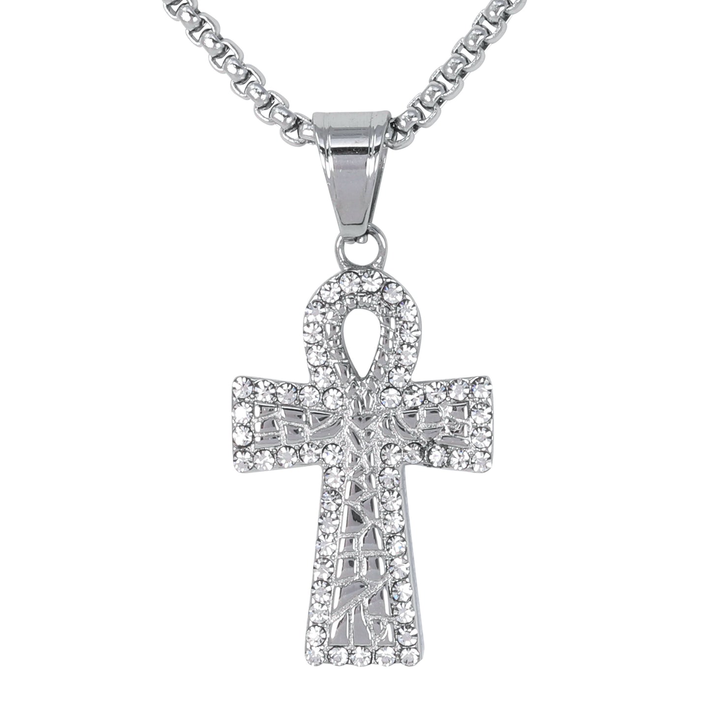 Mini Solid Cross Necklace with 2.5mm Round Box Chain 24" - SCP-081**