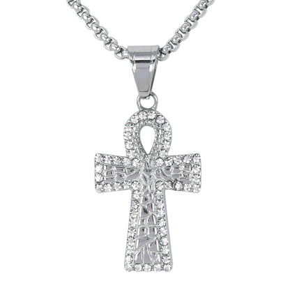 Mini Solid Cross Necklace with 2.5mm Round Box Chain 24" - SCP-081**