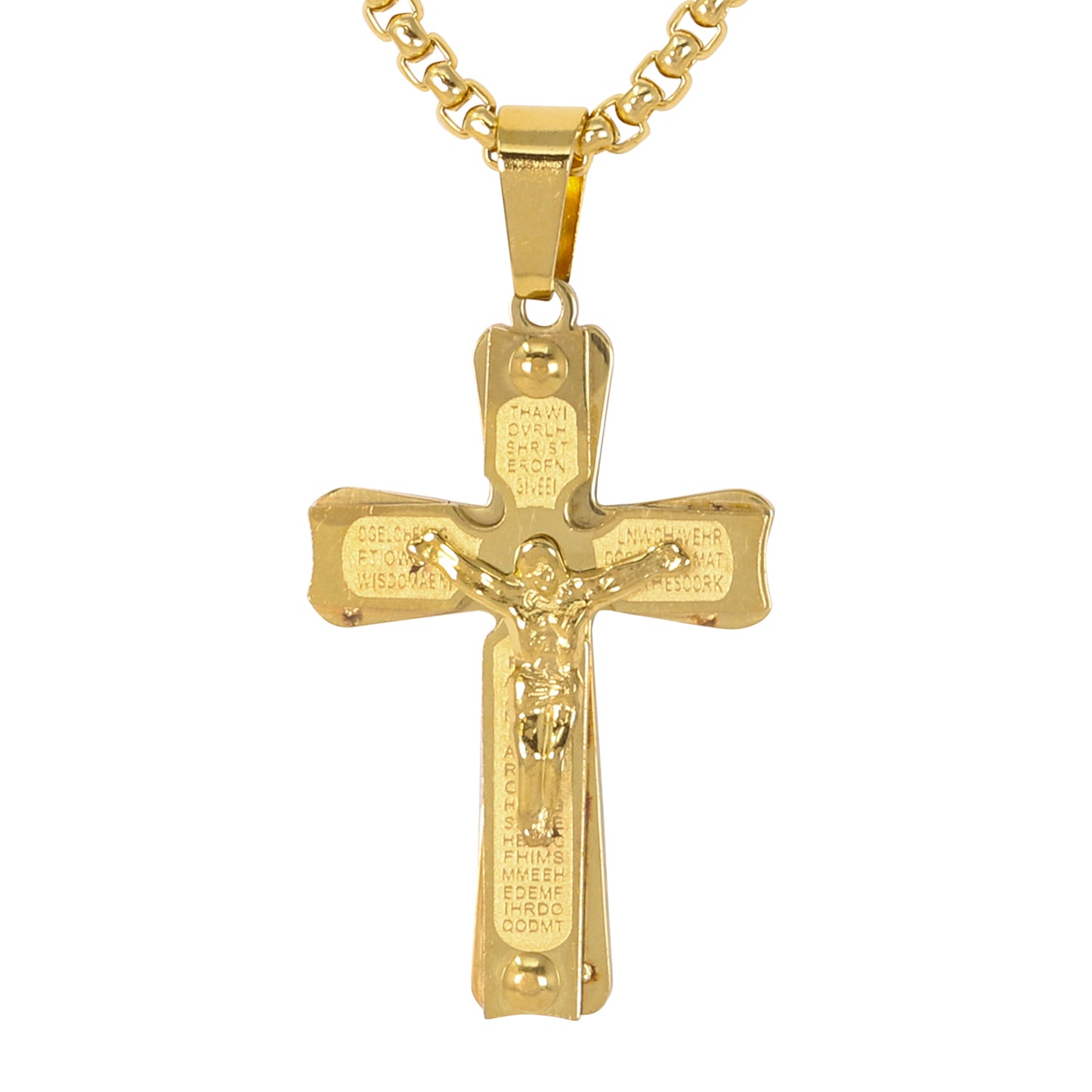 Mini Crucifix Necklace with 2.5mm Round Box Chain 24" - SCP-083