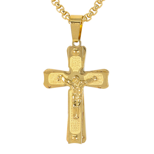 Mini Crucifix Necklace with 2.5mm Round Box Chain 24" - SCP-083