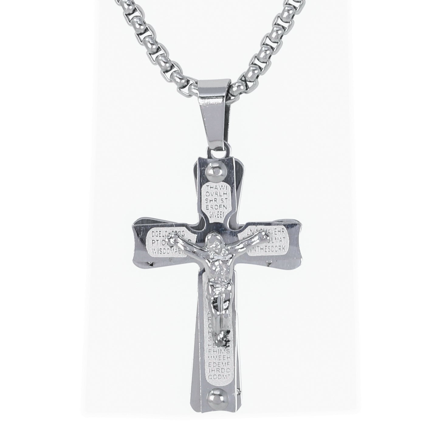 Mini Crucifix Necklace with 2.5mm Round Box Chain 24" - SCP-083