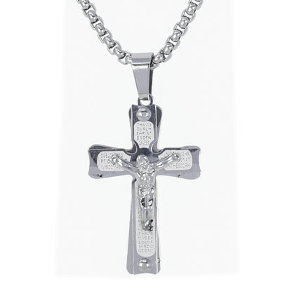 Mini Crucifix Necklace with 2.5mm Round Box Chain 24" - SCP-083
