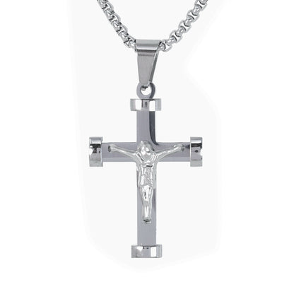 Mini Crucifix Necklace with 2.5mm Round Box Chain 24" - SCP-085