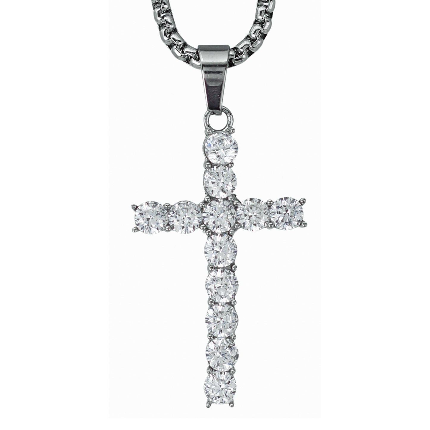 Mini Cross Necklace with 2.5mm Round Box Chain 24" - SCP-087