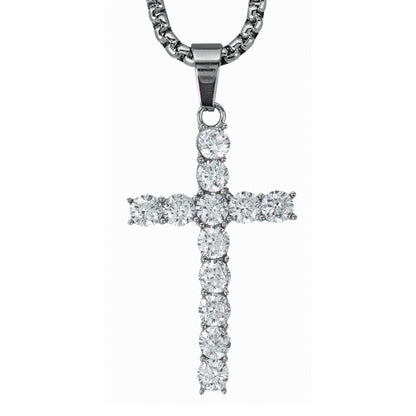 Mini Cross Necklace with 2.5mm Round Box Chain 24" - SCP-087