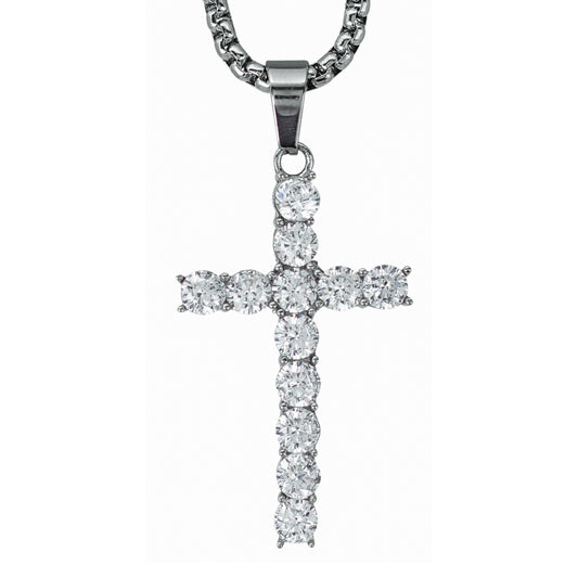 Mini Cross Necklace with 2.5mm Round Box Chain 24" - SCP-087