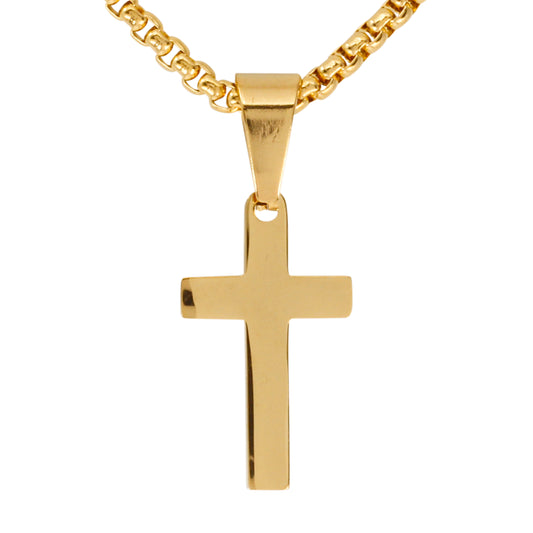 Mini Cross Necklace with 2.5mm Round Box Chain 24" - SCP-088