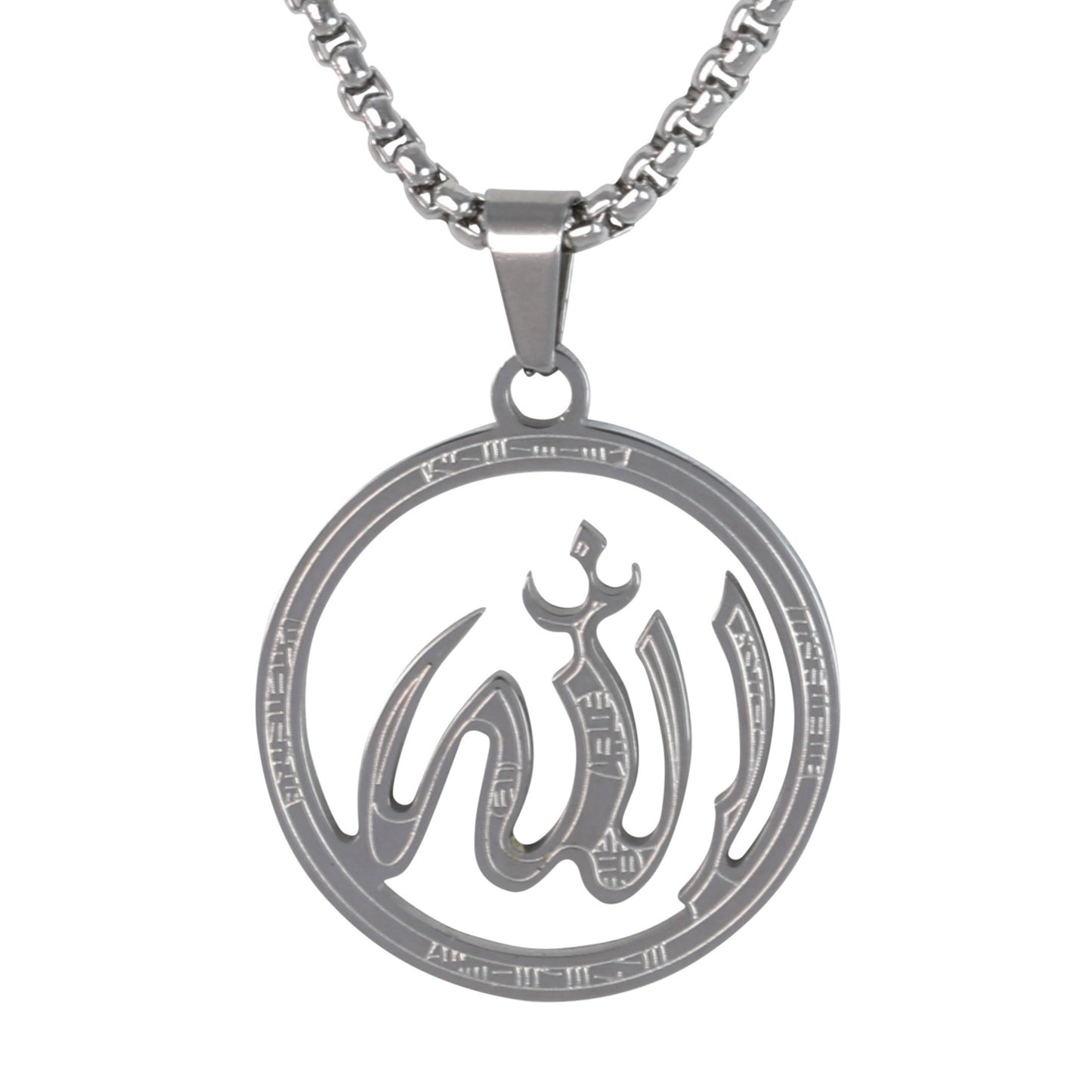 Medium Islamic Necklace with 3mm Round Box Chain 24" - SCP-103**