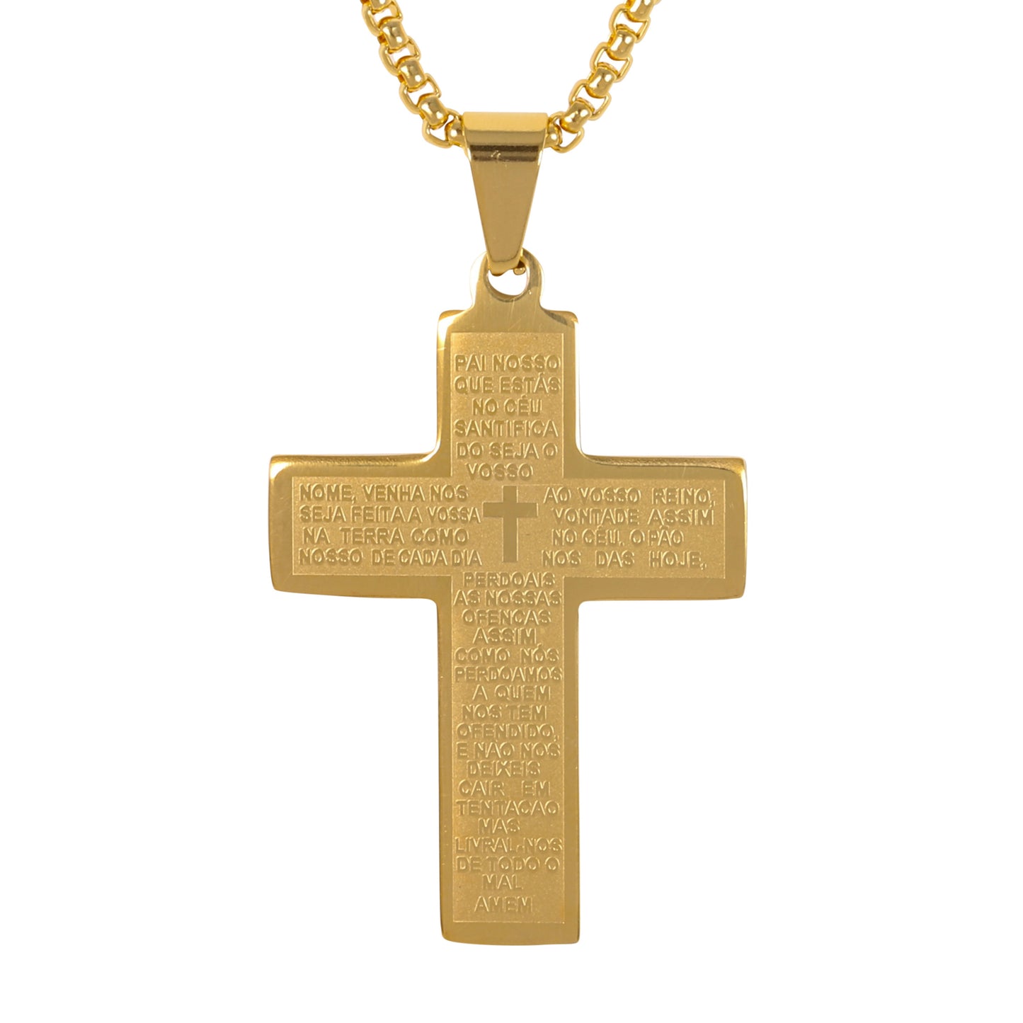Medium Cross Necklace with 3mm Round Box Chain 24" - SCP-104**