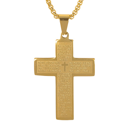 Medium Cross Necklace with 3mm Round Box Chain 24" - SCP-104**