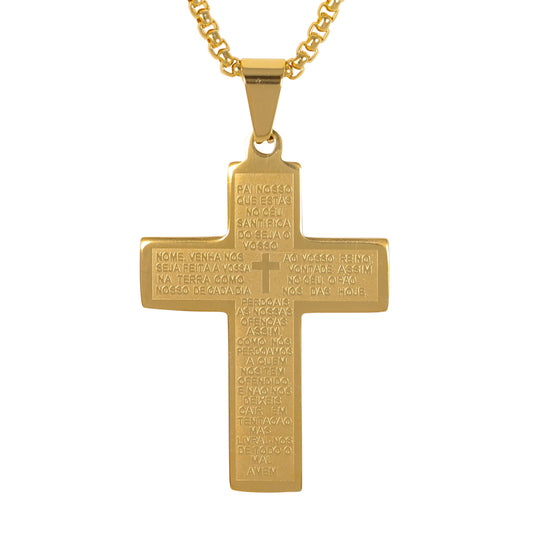 Medium Cross Necklace with 3mm Round Box Chain 24" - SCP-104**