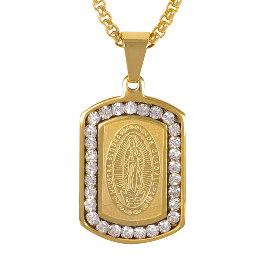 Medium Guadalupe Necklace with 3mm Round Box Chain 24" - SCP-111