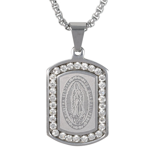 Medium Guadalupe Necklace with 3mm Round Box Chain 24" - SCP-111