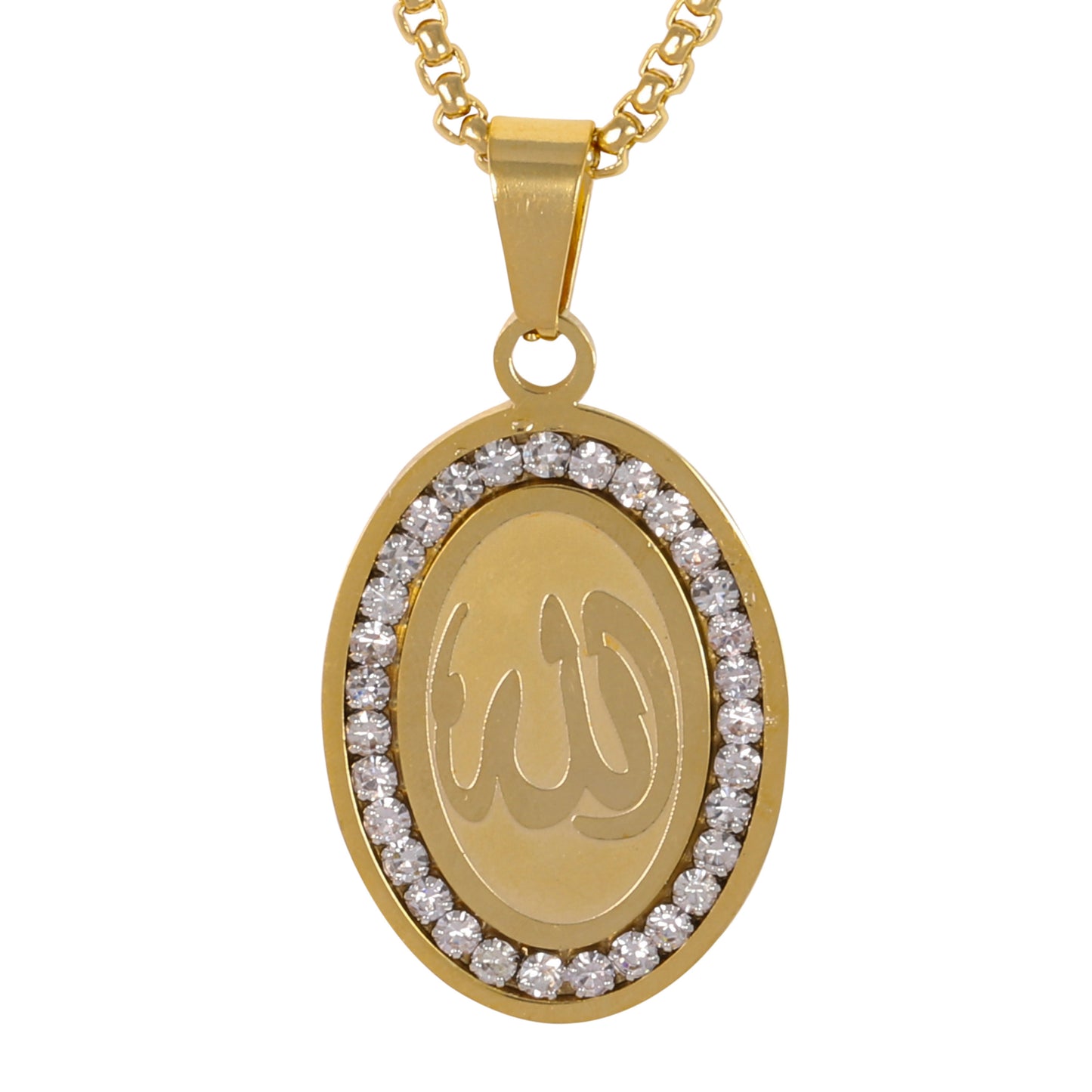 Medium Islamic Necklace with 3mm Round Box Chain 24" - SCP-112**